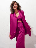 Wenkouban  Solid Ladies Pink Blazer Fashion Spring 2023 Long Sleeve Oversized Women Blazer Coat Elegant Sashes Satin Jackets