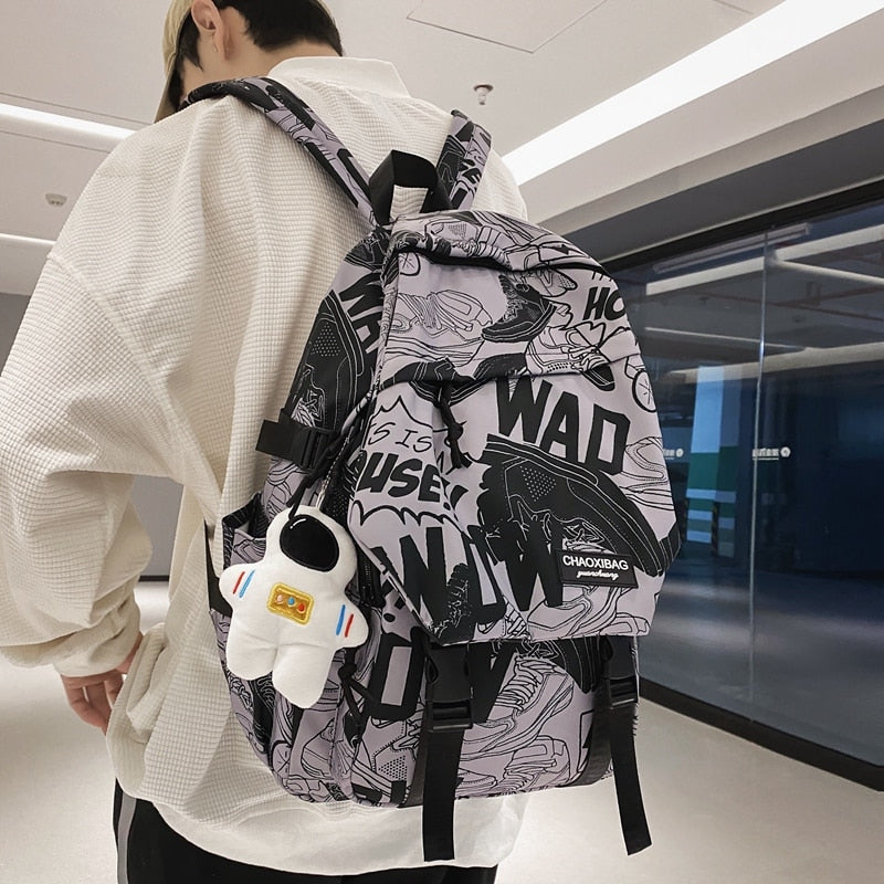 Women Men Graffiti Printing Harajuku Backpack Fashion Boy Girl