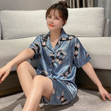 Wenkouban Silk Pajamas For Women Luxury Designer Casual Shorts Suits Ladies Pajamas Set V Neck Sexy Nightwear Sleepwear Home Clothes